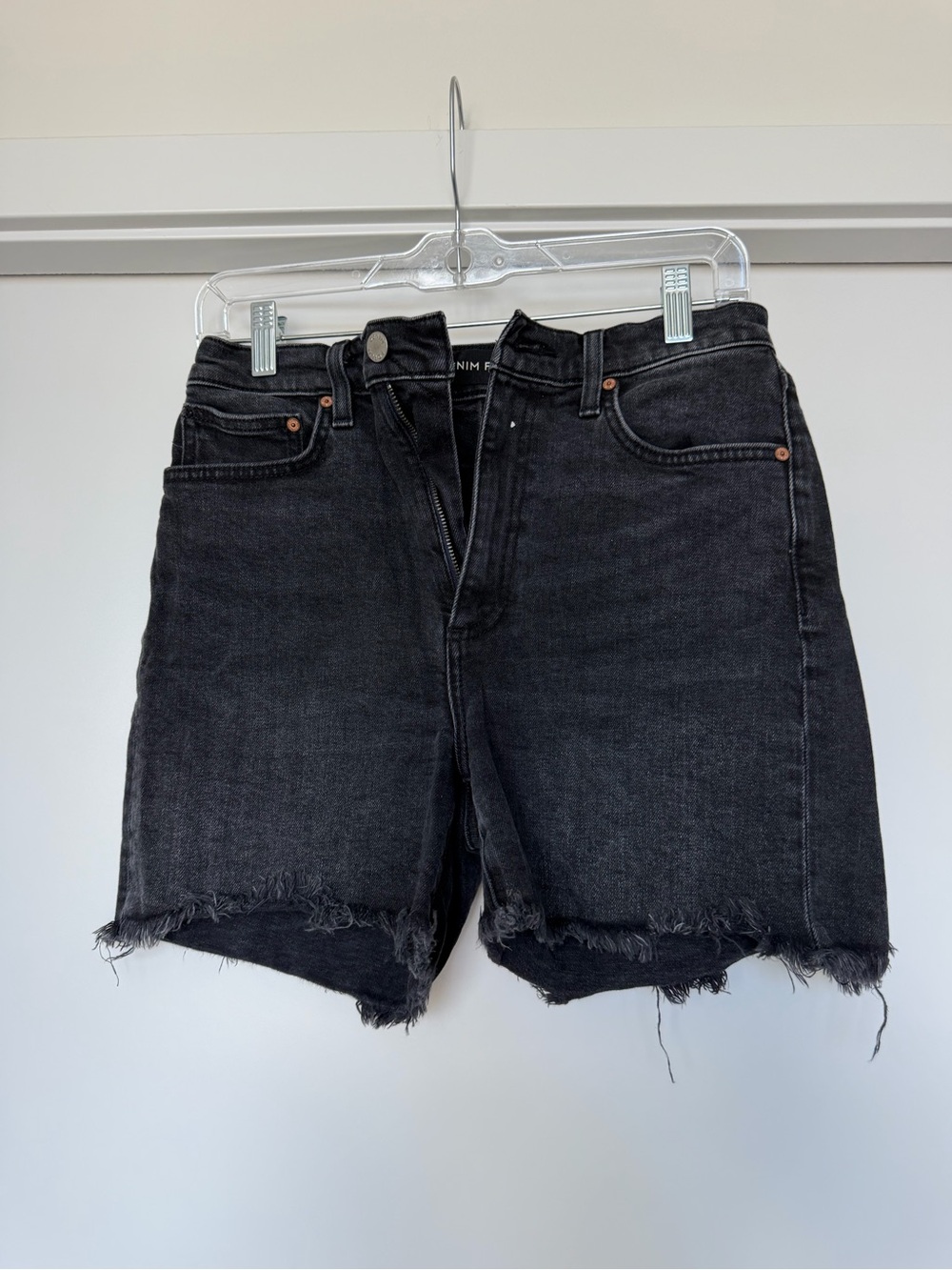 White Fox Boutique Black Raw-Hem Denim Shorts - High Waisted